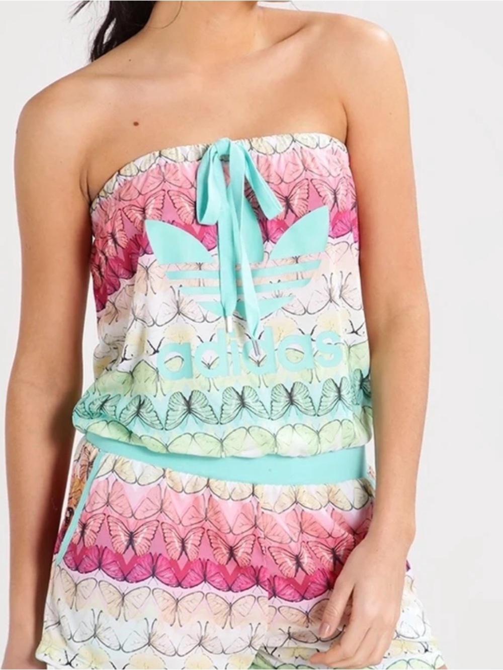 adidas Butterfly Print Aqua One-Piece Romper